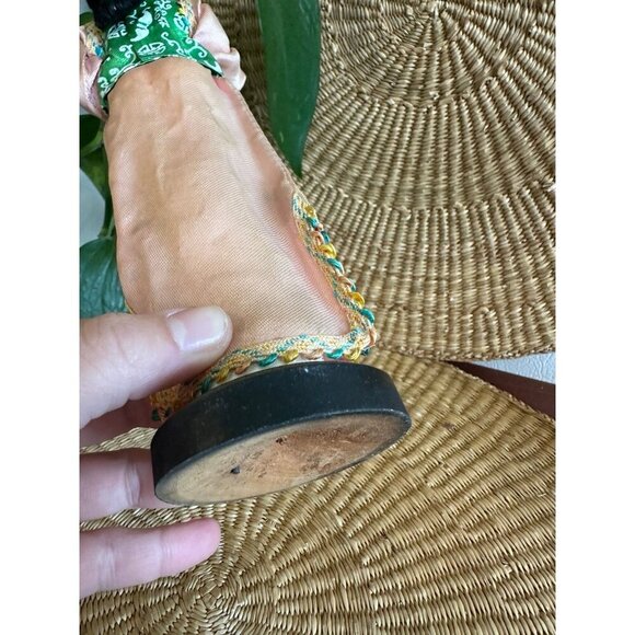 Vintage Asian Fabric Doll on Wood Base - Picture 11 of 12